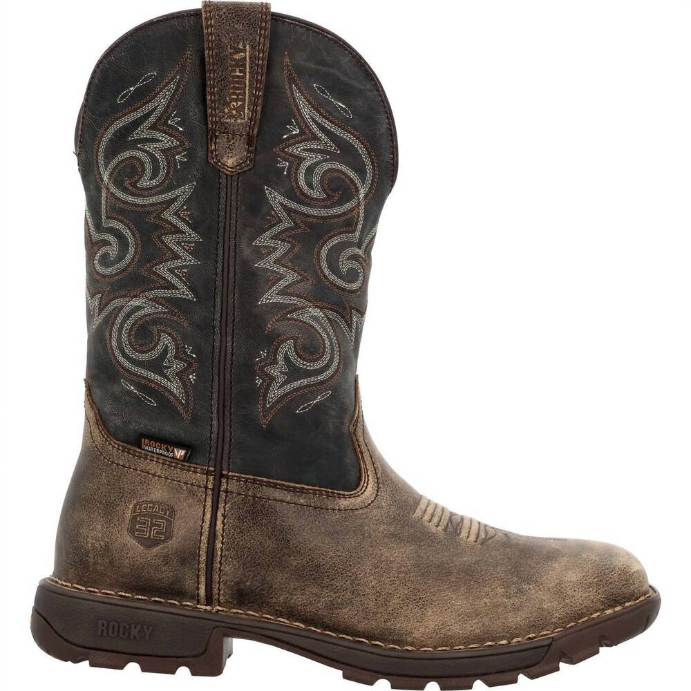 NEW ROCKY men's legacy 32 waterproof pull-on boot - medium width in brown/gray